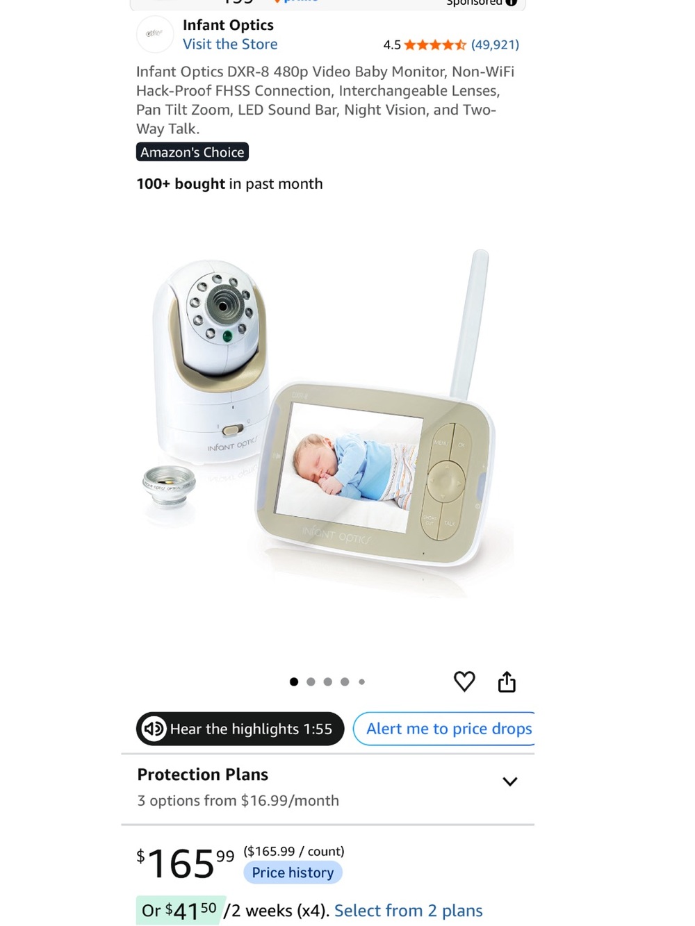 Infant Optics DRX-8 Video Baby Monitor set camera